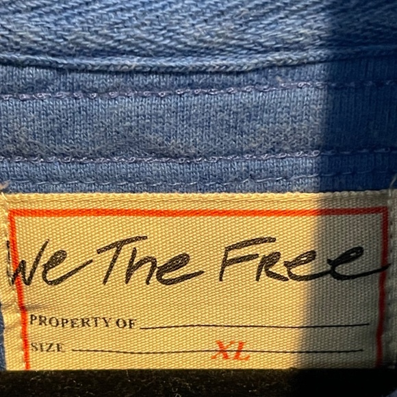 NWT Free People We the Free Tolly Cotton Fleece Short Sleeve Jacket, Blue, XL - Picture 10 of 10